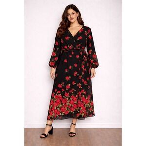 premier amour long sleeve floral fit flare dress Premier Amour Womens 3/4 Sleeve Floral Fit + Flare Dress
